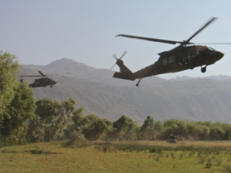 UH-60 Black Hawk helicopters from 101st CAB land at LZ in Laghman province, Afghanistan. (photo Sep 23, 2015 by CPT Jarrod Morris, U.S. Army).