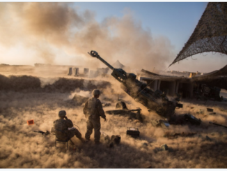 US artillery unit providing fire support to Iraqi government forces in the offensive to take Mosul from the Islamic State.