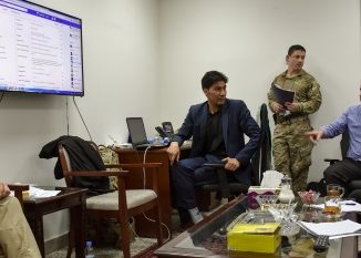 Megan Gully RS HQs PaO advisor meets with Afghan public affairs officers of the Afghan Ministry of Defence (MoD) to discuss use of social media best practices. (Photo Megan Gully, April 25, 2017). Topic - Resolute Support Social Media
