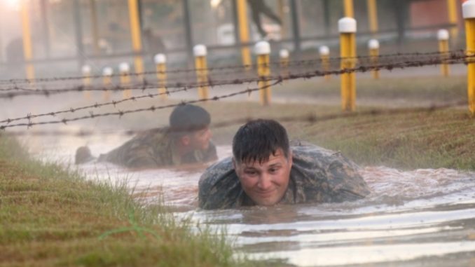 SFAB selection - Members of 1st SFAB maneuver through an obstacle course at Fort Benning during bde's first combined field training exercise. (Photo SGT Argjenis Nunuez, 50th Public Affairs Detachment, 27 Oct 2017).