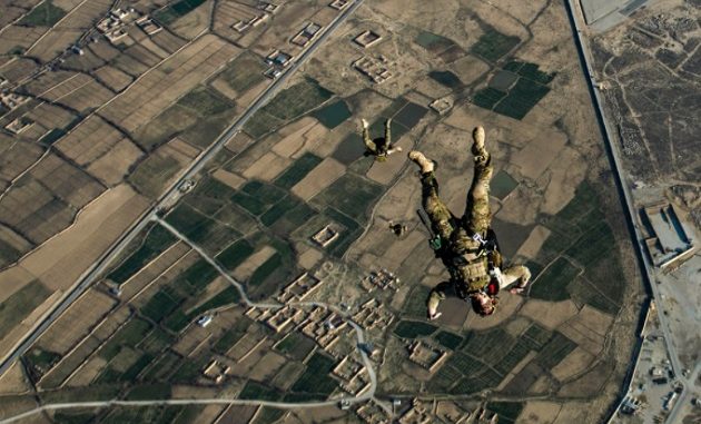 USAF pararescuemen conduct a HAHO MFF in Afghanistan. (photo by Tech Sgt Gregory Brook, March 4, 2018).