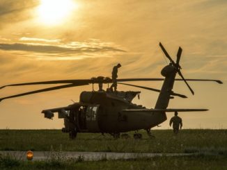 U.S. Soldiers assigned to the 2nd General Support Aviation Battalion, 4th Aviation Regiment, 4th Combat Aviation Brigade, 4th Infantry Division, conduct safety checks and prepare their UH-60 Blackhawk for air assault training at Mihail Koglniceanu Air Base, Romania, July 10, 2018. The Soldiers of 2nd GSAB are conducting similar training in multiple locations throughout Europe in support of Atlantic Resolve, a U.S. endeavor to fulfill NATO commitments by rotating U.S.-based units throughout the European theater to deter aggression against NATO allies and partners in Europe. (U.S. Army photo by Spc. Andrew McNeil / 22nd Mobile Public Affairs Detachment)
