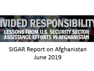 SIGAR report on Afghanistan Divided Responsibility June 2019
