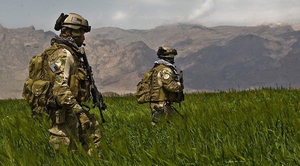 SF patrol Afghan field