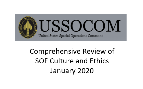 USSOCOM Culture and Ethics Comprehensive Review January 2020