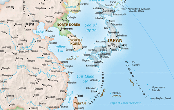 Map of Japan and Korea