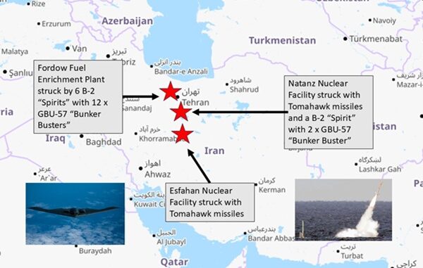 U.S. strikes Iranian nuclear facilities in June 2025.