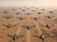 Drone Swarm Over Desert