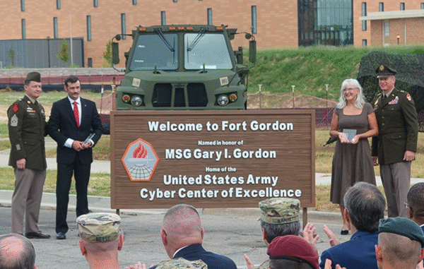 Fort Gordon Dedication in honor of Master Sgt. Gary Gordon, recipient of the Medal of Honor.