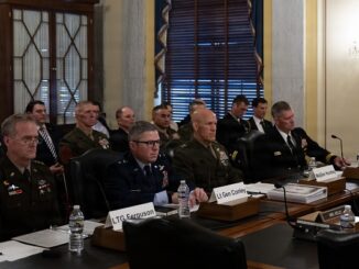 U.S. Air Force Lt. Gen. Michael E. Conley, Commander, Air Force Special Operations Command, Maj. Gen. Peter Huntley, Commander, Marine Forces Special Operations Command, Lt. Gen. Lawrence Ferguson, Commanding General, U.S. Army Special Operations Command and Rear Admiral Walter H. Allman III, Commander, Naval Special Warfare Command, testify during a Senate Armed Services Committee at the Russell Senate Office Building, Washington, D. C., May 12 , 2026. (DoW photo by U.S. Air Force Tech. Sgt. Milton Hamilton)