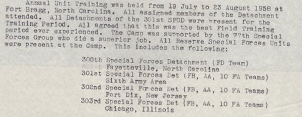 300th SFOD Annual Training 1958