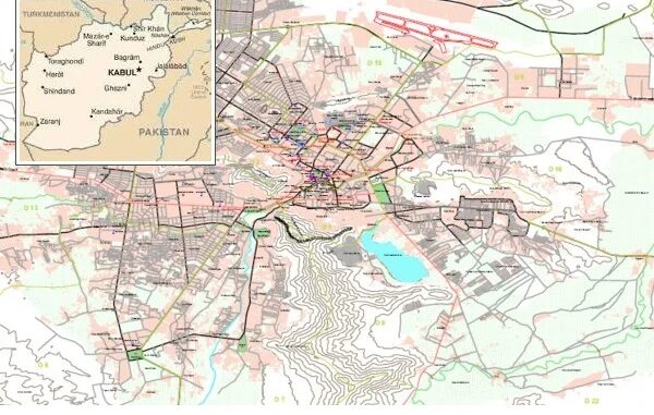 Map of Kabul, Afghanistan