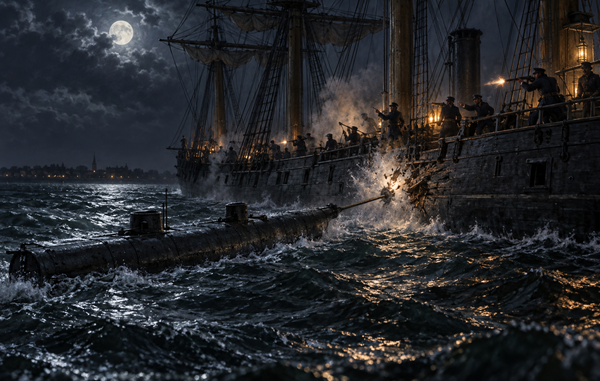H.L. Hunley Attack on Union Warship