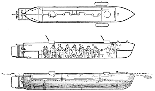 Drawing of H.L. Hunley Submersible