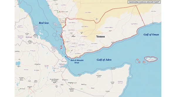 Map Yemen and Bab al-Mandab Strait