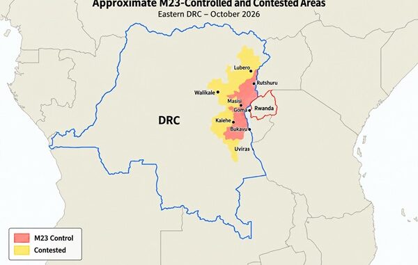 Map M23 Controlled and Contested Areas in DRC
